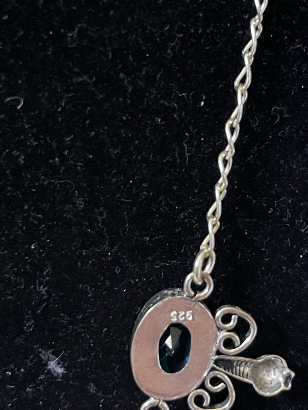 Silver-Tone Blue Gemstone Necklace - Picture 4 of 4